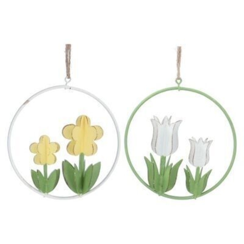 Flower In Ring Metal Decoration By Gisela Graham